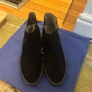 Women's Black Suede Ankle Booties with Side Zip